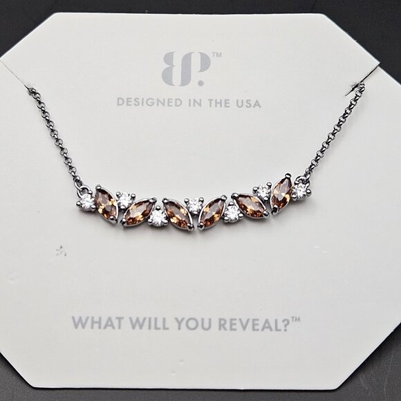 Bomb Party RBP5694 “Dazzle Me” Dark Brown Tourmaline Cubic Zirconia Necklace - Picture 1 of 4